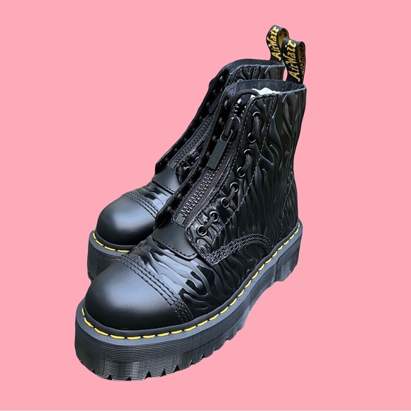Dr. Martens Sinclair Zebra Emboss Smooth Leather Platform Boots - Picture 2 of 9